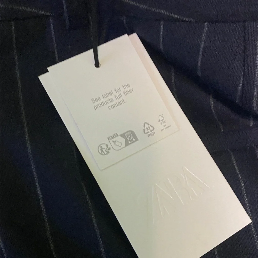 Zara ZW COLLECTION WOOL PINSTRIPE PANTS Sz L - Picture 9 of 12